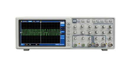 Oscilloscope Display Showing Waveform in Laboratory Setting