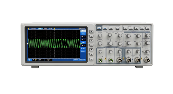 Oscilloscope Display Showing Waveform in Laboratory Setting