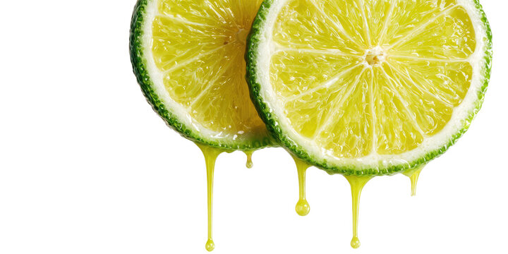 Sliced citrus fruit, with dripping juice against a black background. Close-up, bright and fresh