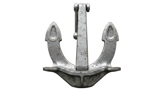 Rusty Metal Anchor Isolated on White Background for Nautical and Marine Themes