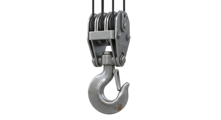 Heavy Duty Mechanical Crane Hook with Pulley System in Industrial Setting