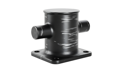 Black Metal Pipe Fitting with Scratches on Flat Surface Suitable for Industrial Equipment