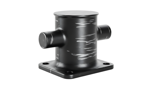 Black Metal Pipe Fitting with Scratches on Flat Surface Suitable for Industrial Equipment