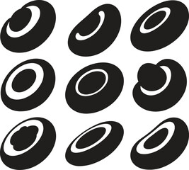 Abstract black and white rings with varying thickness and curves