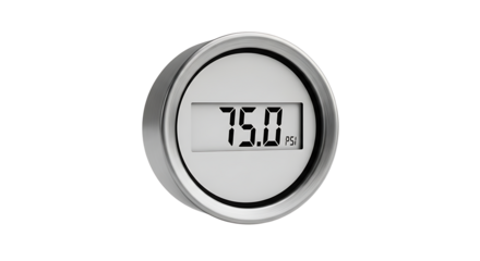 Digital Pressure Gauge Displaying Fifteen Point Zero PSI in Modern Metal Casing