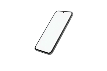 Isolated smartphone with a clean white screen, angled against a stark black background