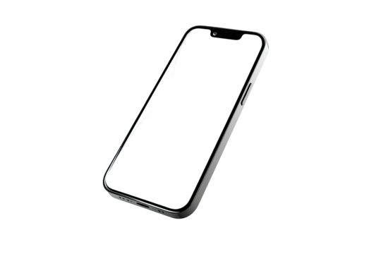 A tilted mobile phone with a dark screen is highlighted against a deep black background