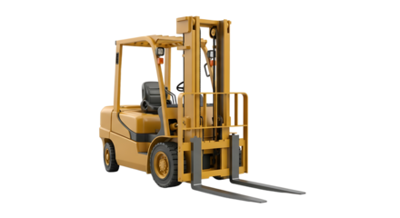 Yellow Forklift Truck Isolated on White Background