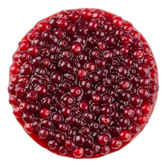 Vibrant red cranberry tart, perfect for Thanksgiving, Christmas, and festive autumn/winter holiday dessert menus, isolated on white & transparent background.