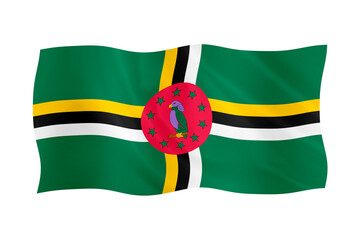 Fototapeta premium Digital composite. ..Flag of Dominica. ..The 3rd of November is Dominican Independence Day..PNG file.