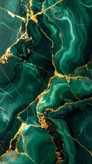 Emerald Green Marble with Gold Veins Texture