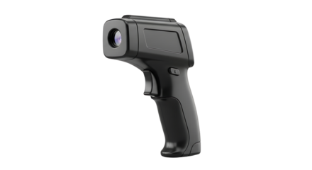 Infrared Thermometer Gun Black Handheld Device Isolated on White Background