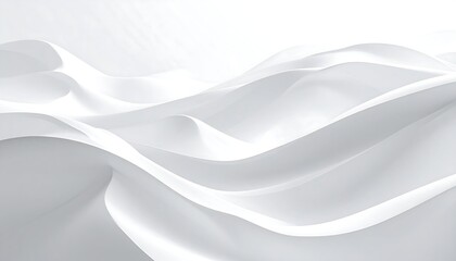 Abstract White Landscape with Smooth Wavy Textures and Gentle Curves