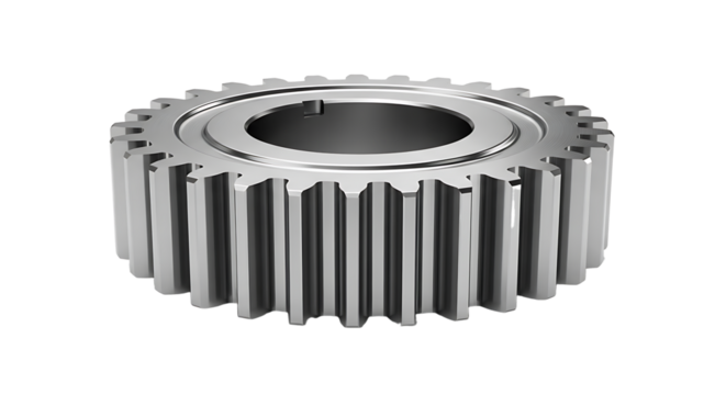 Metal Gear Wheel with Gear Teeth in Industrial Style for Mechanical Engineering