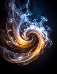Abstract Swirling Smoke and Light Effect with Warm and Cool Tones