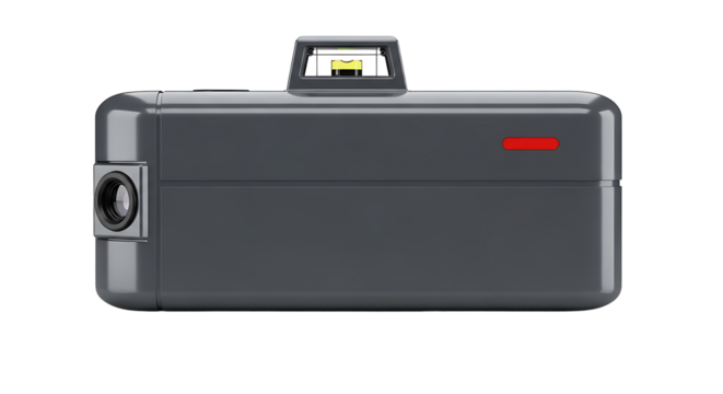 Modern Projector Device in Gray with Red Indicator Light on White Background