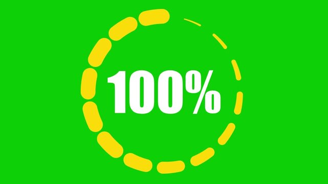 orange circular progress bar at 100% on green screen, animated chromakey background backgrounds