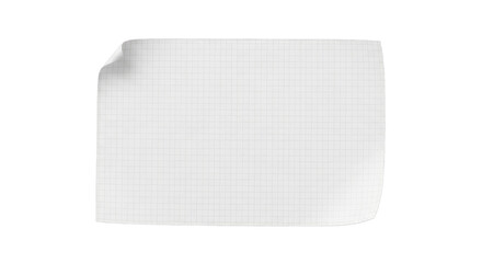 Isolated adhesive paper label with a curled corner on a plain surface on transparent background