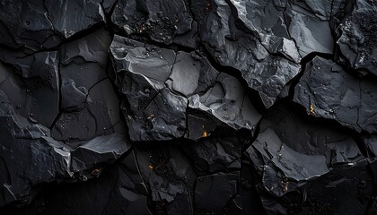 Close-up of dark, fractured basalt rock surface texture