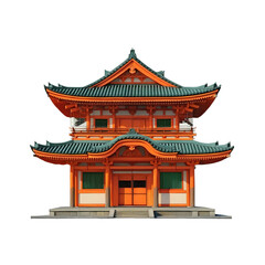 Obraz premium Orange Japanese Temple Pagoda isolated on a transparent background