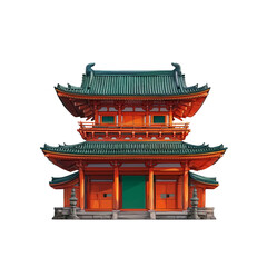 Fototapeta premium Japanese Pagoda Building isolated on a transparent background