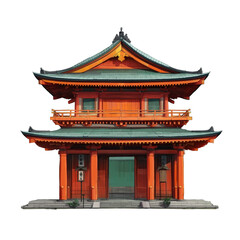 Fototapeta premium Japanese Temple Building isolated on a transparent background