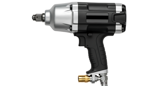 Industrial Air Impact Wrench in Black Silver with Gold Connector