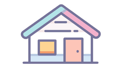 Obraz premium Minimalist Colorful House Icon Illustration on White Background