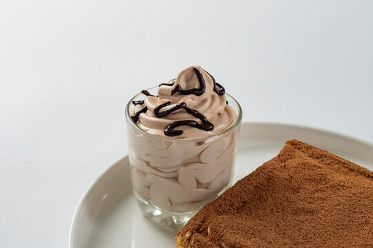 Chocolate Lava Toast, brioche toast with chocolate cream. Milk bread toast with cocoa powder and cream dip. Western style dim sum milk bread.