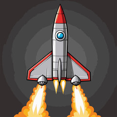 cute cartoon rocket vector image