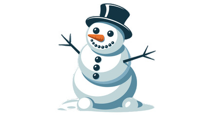 A cheerful snowman with a black hat and carrot nose, ready for winter.