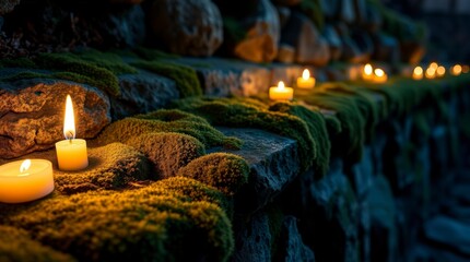 Candlelit Stone Wall