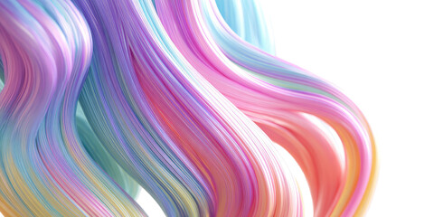 Obraz premium A vibrant swirling abstract comprised of pastel colored ribbons on a black background