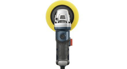 Electric Angle Grinder Tool with Yellow Disc on White Background