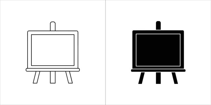 Two easel icons, one in black and white design