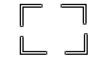 Abstract geometric frame with bold lines against white space design