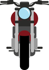 Fototapeta premium Flat Style Front View Motorcycle Illustration with Headlight and Handlebars