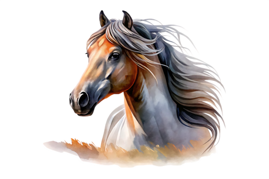 Artistic Horse Head Portrait with Abstract Base equine animal isolated on a transparent background