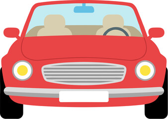 Simple Flat Front View Red Convertible Vehicle Transportation Illustration
