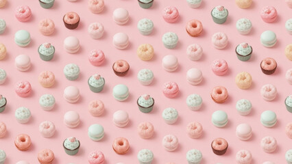 Seamless vector patterns with small decorative elements in a modern clean style. Designed with a mix of bright and pastel colors, perfect for packaging, fabric, wrapping paper and branding.