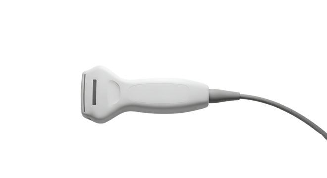 Medical Ultrasound Probe in Bright White Studio Environment