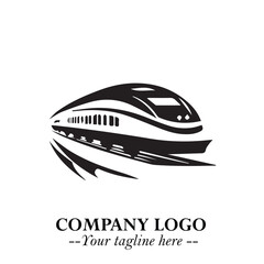 Train Moving Fast Logo Symbol in Black on the White Background with Modern Transport Design