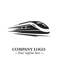 Train Moving Fast Logo Symbol in Black on the White Background with Modern Transport DesignIllustrator Artwork