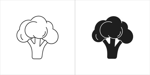 Broccoli outline and glyph icon in vector format