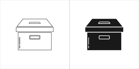 Archive box icon, storage container with lid