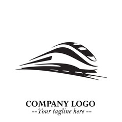 Train Moving Fast Logo Symbol in Black on the White Background with Modern Transport Design