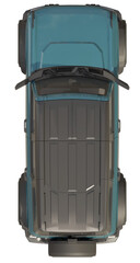 Top Down View of Modern Blue Off-Road SUV -3D Render © arif
