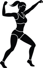 Silhouette of a Woman Flexing Arm in Athletic Wear