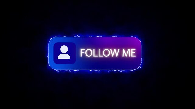 Neon Follow Me Button Animation, Glowing Social Media Follow Button, Electric Gradient Follow Me UI Element