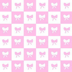 seamless pattern with pink and white ribbon, coquette pattern, cute, simple checkered background, coquette backdrop, card, banner, wallpaper, wrapping, print, illustration.